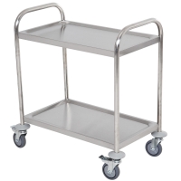 HOMCOM Servierwagen Küchenwagen mit Rollen 2 Regale 71L x 41B x 81H cm aus verchromtem Edelstahl