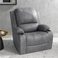 HOMCOM Fauteuil Relaxant avec Repose-pieds et Fonction de Relaxation, incl. Porte-gobelet, Fauteuil de télévision, 87 cm x 95 cm x 102 cm, Gris(m-2)