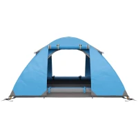 Outsunny Familien-Campingzelt für 2-3 Personen, leichtes belüftetes Kuppelzelt mit Reißverschlusstüren, inklusive Transporttasche, 268 x 214 x 103 cm, Blau(m-4)