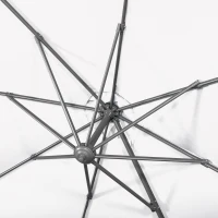 Outsunny Freiarmparasol Ø 3 m achteckig neigbar mit Kurbel und Fuß aus weißem Stahl(m-5)