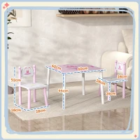 AIYAPLAY Mesa e Cadeiras para Crianças Conjunto de 3 Peças com Mesa Cadeiras Infantil Estilo Princesa pRosa e Branco(m-3)