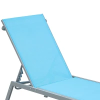 Outsunny Sonnenliege-Design Liegestuhl - Zeitgenössisches Design - Mehrfach verstellbare Rückenlehne - Epoxidbeschichteter Stahl Textilen Himmelblau - Abmessungen 170 x 58 x 97 cm(m-4)