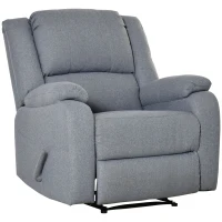 Fauteuil inclinable HOMCOM manuel avec fonction de relaxation, aspect lin, fauteuil TV avec poignée latérale, repose-pieds, supporte jusqu'à 150 kg, pour salon, gris clair(m-6)