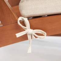 Outsunny Gartenstühle - Relaxstühle mit Fußhockern 2er Set - 4-teiliges Set aus Akazienholz mit cremefarbenen Kissen(m-4)