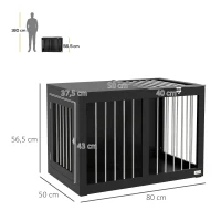 PawHut Cage pour Chien, Niche pour Chien, Cage de Transport pour Chiens, 2 Portes, Verrouillables, Grilles en Acier, 80 cm x 50 cm x 56,5 cm, Noir(m-3)