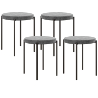 HOMCOM Ensemble de 4 tabourets de cuisine, empilables, style velours, jusqu'à 100 kg, cadre en acier, 41,5 x 41,5 x 46 cm, Gris foncé
