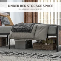 HOMCOM King Size Metal Bed Frame with Headboard & Footboard, Strong Slat Support Full Bed Frame w/ Underbed Storage Space, Bedroom Furniture For Adults(m-5)