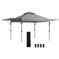 Outsunny Garten Pop-Up Pavillon Faltbar 5 x 3 m, Oxford-Gewebe mit 2 verstellbaren Seitenwänden, Transporttasche mit Rollen inklusive(m-6)