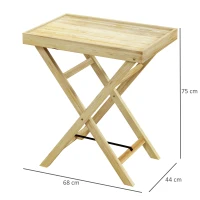 Outsunny Rechteckiger Gartentisch aus Holz für Balkon Terrasse 68L x 44B x 75H cm Natur(m-3)
