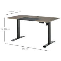 Bureau Électrique Vinsetto Cadre de Table avec Moteur Bureau d'ordinateur Réglable en Hauteur Bureau Debout de Bureau Bureau de Bureau en Métal Panneau de Particules Naturel + Noir 140 x 70 x 72-116 cm(m-3)