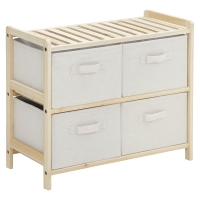 HOMCOM Aufbewahrungskommode aus Stoff mit 4 klappbaren Leinenschubladen, elegantem Stil für Schlafzimmer, Büro, Wohnzimmer, 59 x 28 x 50 cm, Naturholz, Beige