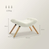 HOMCOM Repose-pieds moderne en bois avec revêtement en polaire et pieds en hêtre, rembourré, pour salon, chambre à coucher, vestibule, crème blanche(m-3)