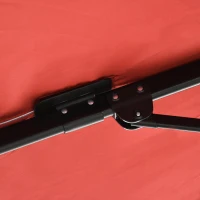 Outsunny Verschobener quadratischer Sonnenschirm mit Kurbel und Stahlfuß Maße 2,5L x 2,5B m alu. Polyester Rot(m-4)