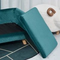 PawHut Hundesofa Katzenbett skandinavisches Design mit flauschigem Kissen massiven Holzfüßen Maße 64 x 45 x 36 cm Velours Entenblau(m-4)