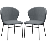HOMCOM 2er Set Esszimmerstühle mit gepolsterter Sitzfläche in Leinenoptik, stabile Stahlbeine, modernes Design, grau