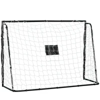 HOMCOM Fußballtor Fußballtor Metallrahmen PE-Netz Erdanker & Werkzeug inklusive Abm. 186L x 62B x 123H cm Schwarz Weiß(m-6)