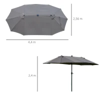 Outsunny Parasol Ovale Gris foncé 440 x 260 cm(m-3)