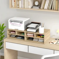 HOMCOM Büroorganisator in Holzoptik mit 3 Fächern für Drucker Zubehörständer Abmessungen 47L x 40B x 22,5H cm(m-4)