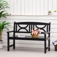 Outsunny Gartenbank 2 Sitzer Sitzbank Garten Terrasse Patio hohe Rückenlehne Latten Sitzfläche bequeme Armlehnen Pappelholz 123 x 61 x 89,5 cm schwarz(m-2)