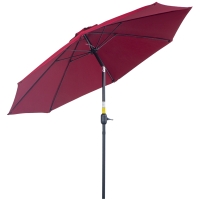 Outsunny Garten Sonnenschirm Neigbarer Aluminium Fiberglas Polyester Durchmesser 2,65 m Farbe Rot