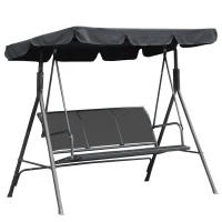 Outsunny Gartenliege 3 Personen Hochkomfortables wasserdichtes verstellbares Dach Ergonomische Sitz- und Rückenlehne Stahl Textilene Grau(m-6)