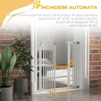 PawHut Poartă Extensibilă pentru Câini fără Șuruburi, Poartă de Siguranță Reglabilă, 94-100x94 cm, Alb(m-5)