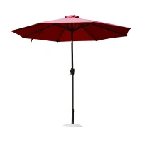 Outsunny Garten-Sonnenschirm Gerader Sonnenschirm Neigbarer oktogonaler ø 2,7 m LED-Solarsonnenschirm Metall Hochdichtes 180 g/m² Polyester Bordeaux Rot(m-1)
