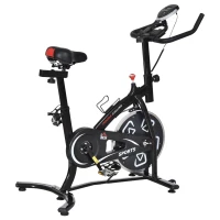 HOMCOM Heimfahrrad Fitnessfahrrad Indoor-Fahrrad mit LCD-Multifunktionsdisplay Heimtrainer verstellbarer Sitz und Lenker Stahl Schwarz(m-6)