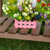 Outsunny Bac à fleurs surélevé avec 8 compartiments divisés étagère pliable Bac à fleurs Pot de plantes Potager Herbes Bois massif Marron 123 x 54 x 80 cm(m-4)