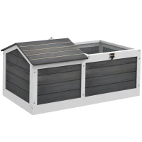 PawHut Haus Gehege Käfig für kleine Schildkröten mit 2 Räumen 86 x 54 x 43 cm - Fichtenholz(m-1)