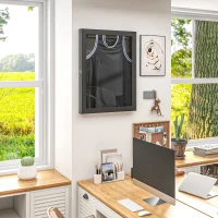 HOMCOM Frame Box T-Frame Rahmen für Trikot mit Acryltür Innenfutter aus Filz 60 x 6,5 x 80 cm Schwarz(m-4)