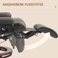 HOMCOM Draaibare Relaxfauteuil met Ligfunctie, tot 150 kg, Kunstleer, Bruin(m-5)