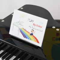 HOMCOM Miniatur-Flügelpiano aus Holz für Kinder mit 30 Tasten - inkl. Hocker und Notenpult - MDF Schwarz(m-5)