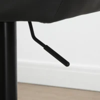 HOMCOM Lot de 2 Tabourets de Bar au Design Rétro Réglables en Hauteur en Simili Cuir et en Tissu Aspect Lin Gris + Noir(m-4)