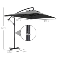 Outsunny Deichselsonnenschirm rechteckiger Außensonnen UV Schutz 294L x 193B x 250H cm(m-3)