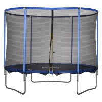 HOMCOM Trampoline avec filet de sécurité Trampoline de jardin pour intérieur et extérieur Trampoline de fitness pour enfants et adultes en acier Bleu+Noir jusqu'à 113,6 kg Ø305 x 248H cm
