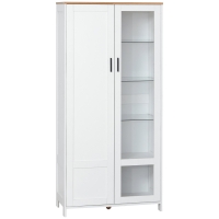 HOMCOM Küchenbuffet, Küchenschrank, Vitrine, 7 Regale, davon 3 Glasregale, 76 x 36 x 160 cm weiß