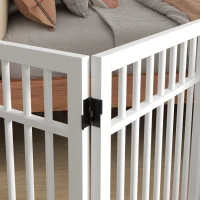 PawHut Barrière de Sécurité pour Chiens, Pliable et Antidérapante, Pieds de Support Rotatifs, Cadre en Bois, 183x24,5x61 cm, Blanc(m-5)