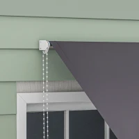 Outsunny Markise manuell ausziehbares Vordach Einstellbarer Neigungswinkel 300 x 120 cm UV-Schutz Aluminium Polyester Dunkelgrau(m-4)