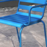 Outsunny 3-teiliges Gartenbistro-Set, Gartensitzgruppe mit 2 stapelbaren Stühlen mit Armlehnen + runden Beistelltisch aus Stahl(m-5)