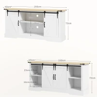 HOMCOM Buffet Aufbewahrungsmöbel mit 2 Schiebetüren verstellbaren Regalen 150L x 40T x 72H cm aus Holz Weiß Eiche(m-3)