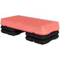 SPORTNOW Stepper Aerobic Fitness Höhenverstellbar 3 Ebenen 10/15/20 cm rutschfeste Oberfläche PE-Plastik, Rot(m-1)