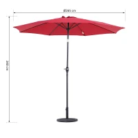 Outsunny Garten Sonnenschirm Neigbarer Aluminium Fiberglas Polyester Durchmesser 2,65 m Farbe Rot(m-3)