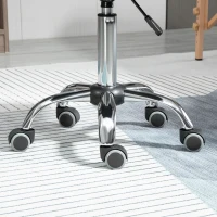 HOMCOM Drehbarer Rollhocker - Drehhocker für Arbeit - Ergonomischer Hocker - Höhenverstellbarer Sitz 47-62 cm - Gepolstertes PU-Synthetikleder in Schwarz verchromtes Metall(m-5)