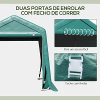 Outsunny Abrigo de Exterior para Ferramentas Bicicleta 2,4x2x2,02 m Abrigo de Armazenamento com 2 Portas  Anti-UV para Jardim Verde(m-5)