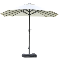 XXL-Gartenschirm, großer Sonnenschirm 4,6L x 2,7B x 2,4H m, Kurbelöffnung und -schließung, Stahl, hochdichtes Polyester, Gewichtssäcke und Sonnenschirmsockel inklusive, Creme