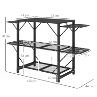 Outsunny Table de Camping Table de Pique-Nique Armoire de Cuisine Extérieure, Pliable, Résistant aux Intempéries, 126 cm x 44 cm x 80 cm, Noir(m-3)