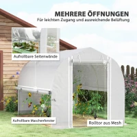 Outsunny 3 x 2 x 2 m Polytunnel-Kas met Oprolbare Zijwanden, UV-resistente Kunststoffolie en Stalen Frame, Wit(m-4)