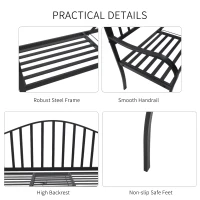 Outsunny Metal Bench W/Table,  150Lx53Wx95H cm(m-5)