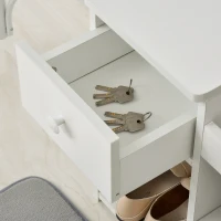 HOMCOM Schuhschrank Schuhschrank 2 Ebenen Aufbewahrung, Nische, Schublade, integrierte Truhe mit grauem weißen Kissen(m-5)
